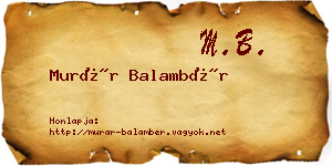 Murár Balambér névjegykártya